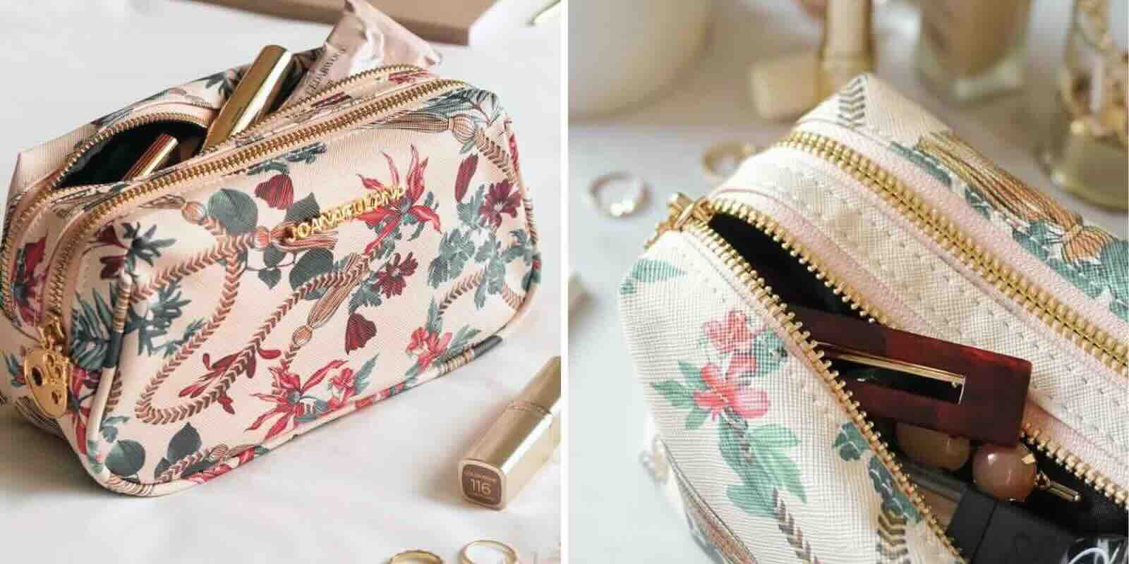 Joana Fulana blush beige vegan leather toiletry bag